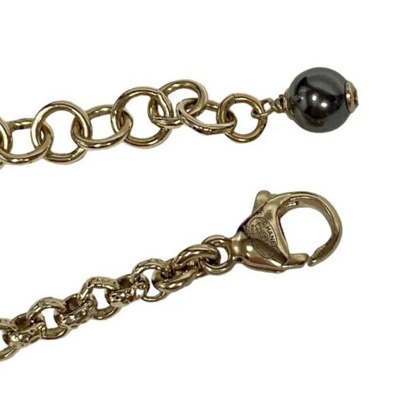 CHANEL CC Logo Rhinestone Black Heart Bracelet 8.2" Gold Tone Auth w/Box D-2300 - Picture 5 of 8